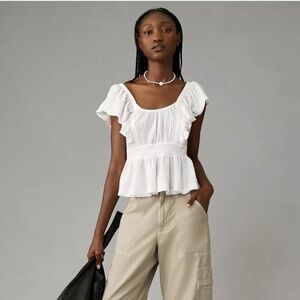 Anthropologie Maeve Ruffled Peplum Open-Back Top - size XL